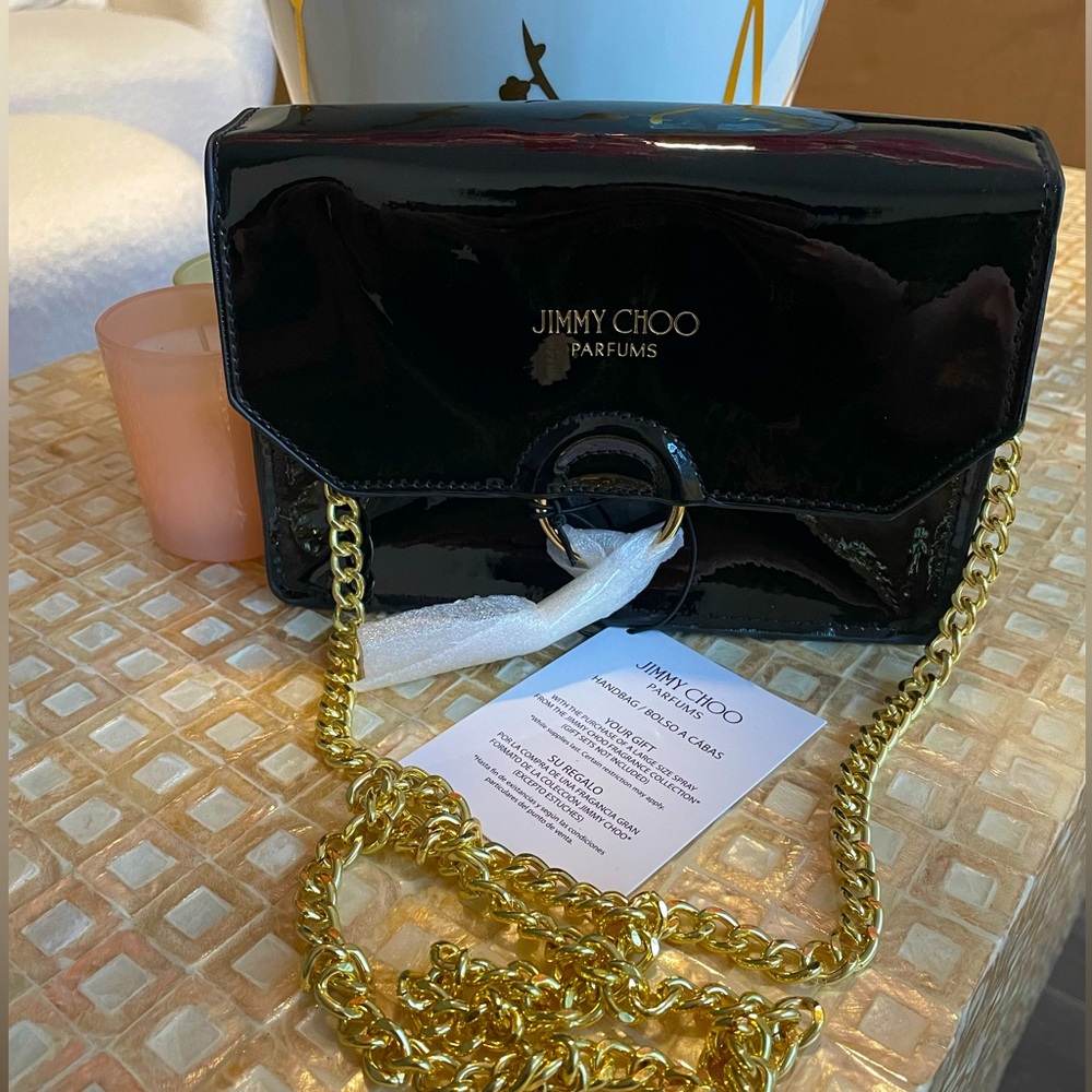 Jimmy Choo Parfums Logo Tassel Clutch Crossbody Shoulder Bag